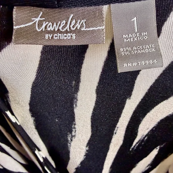 Travelers by Chico’s Zebra Print Open Front Cardigan Size 1 - Picture 4 of 7